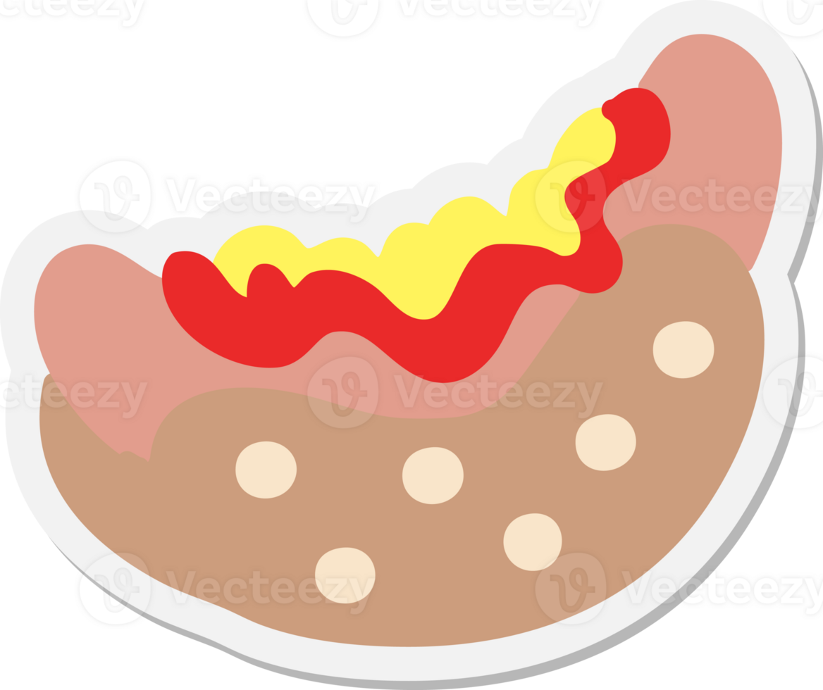 hotdog with ketchup and mustard sticker png