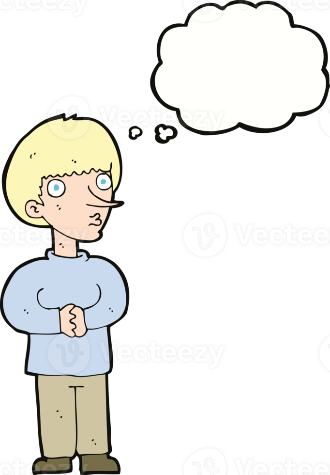 cartoon nervous man with thought bubble png