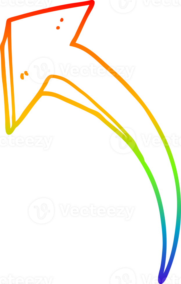 rainbow gradient line drawing cartoon arrow png