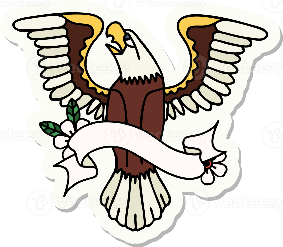 tattoo sticker with banner of an american eagle png