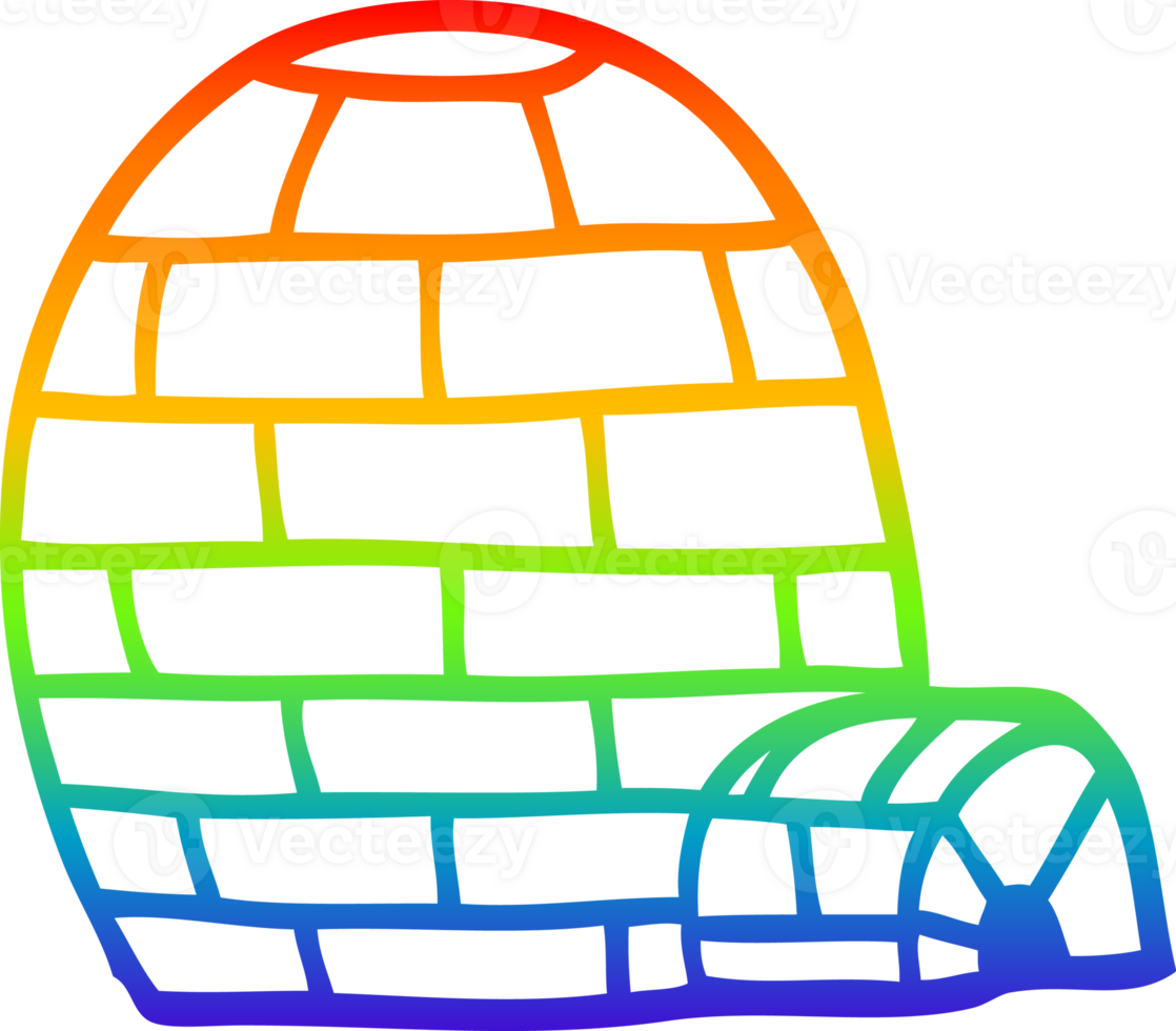 rainbow gradient line drawing cartoon ice igloo png