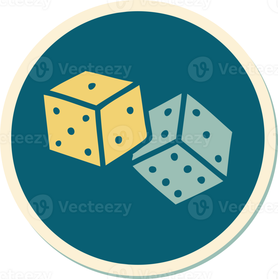 tattoo style sticker of lucky dice png