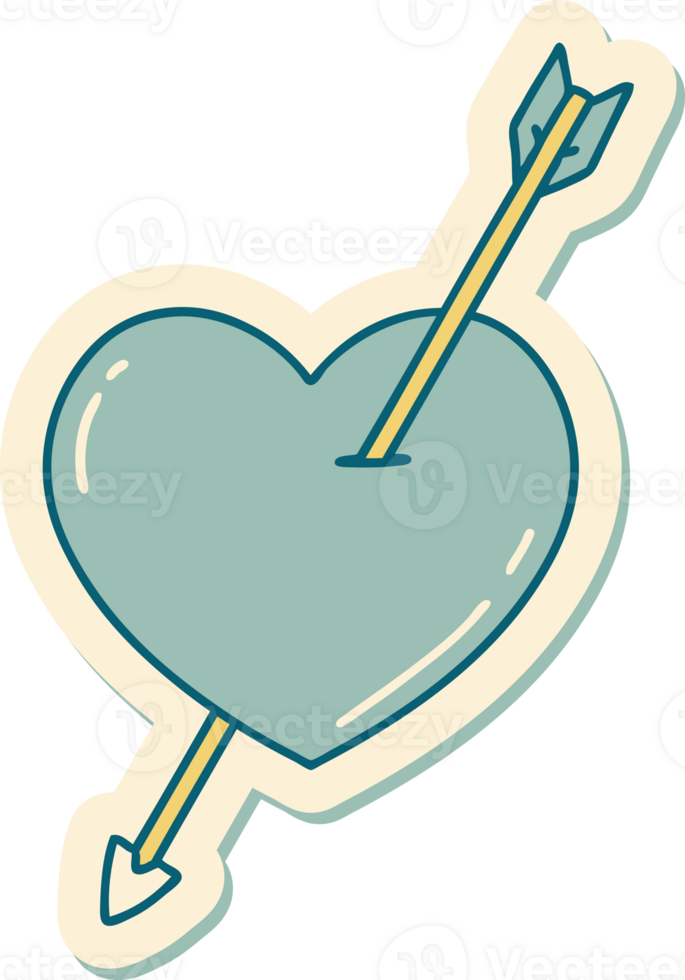 tattoo style sticker of an arrow and heart png