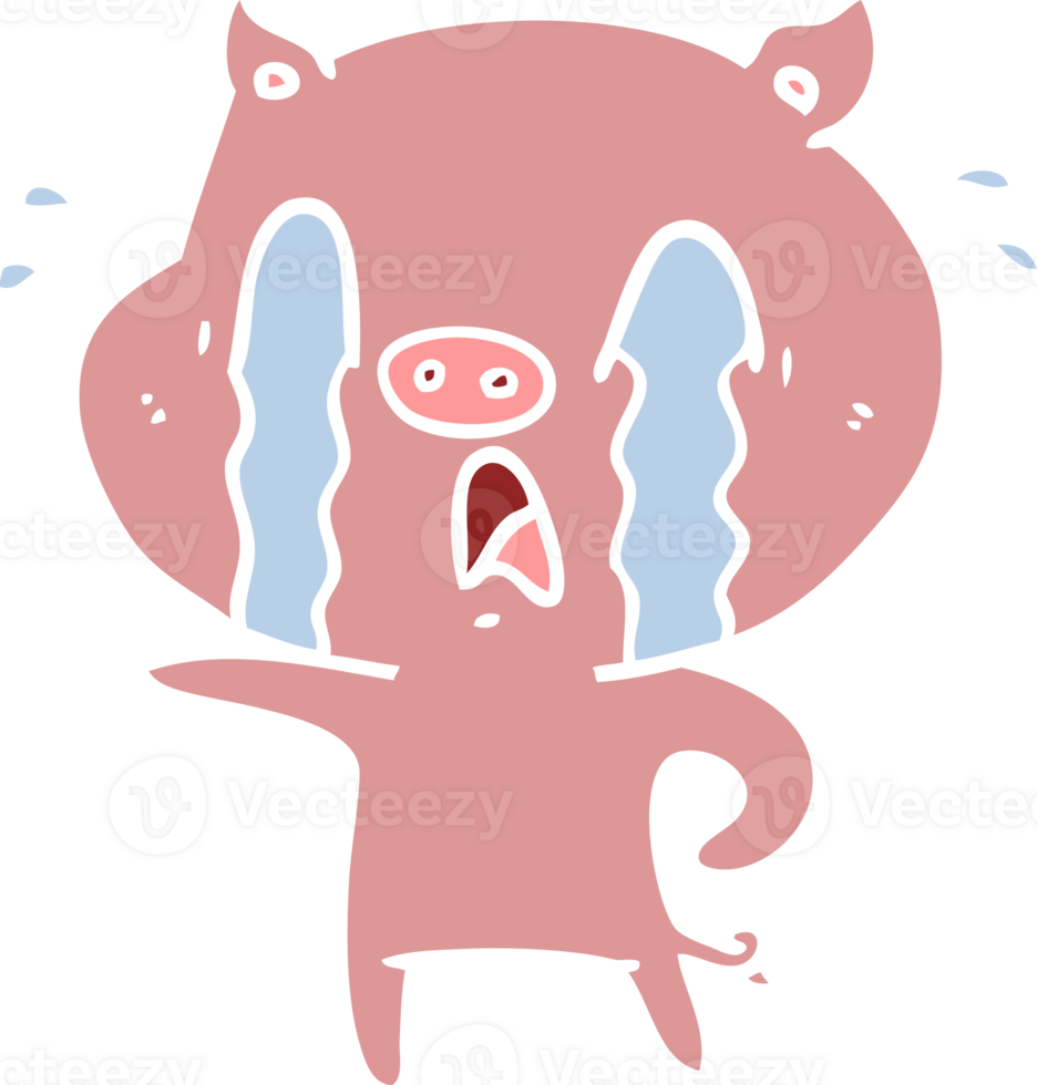 crying pig flat color style cartoon png