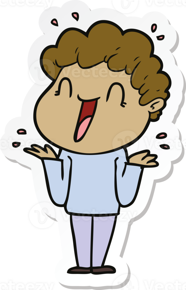 sticker of a cartoon happy man png