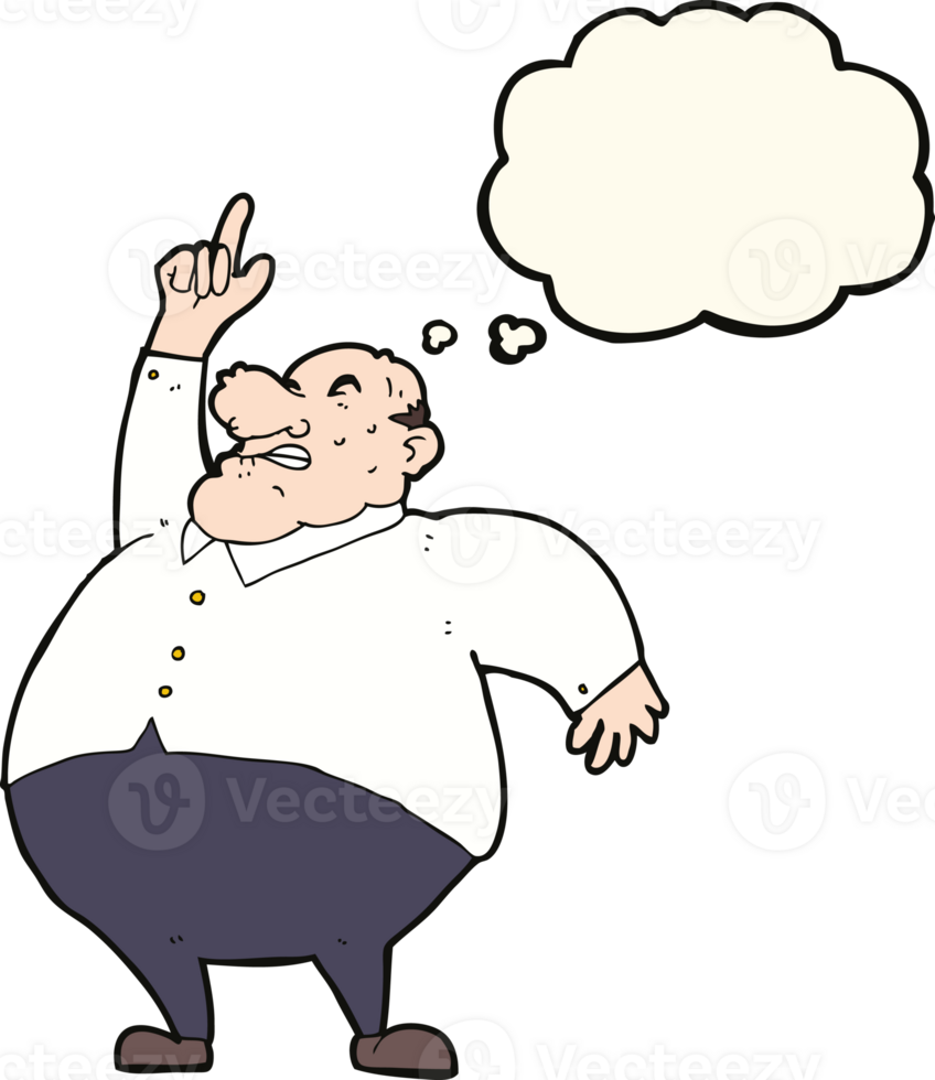 cartoon big fat boss with thought bubble png