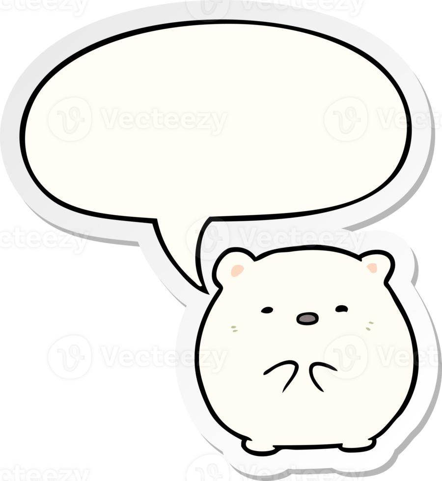 cute cartoon polar bear and speech bubble sticker png