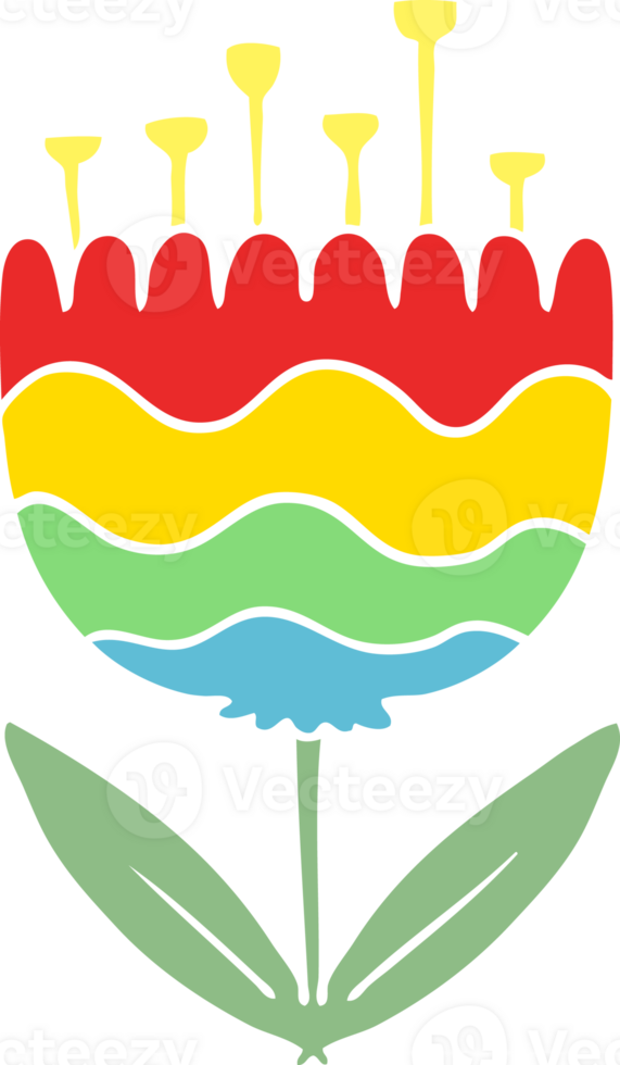 flat color style cartoon patterned flower png