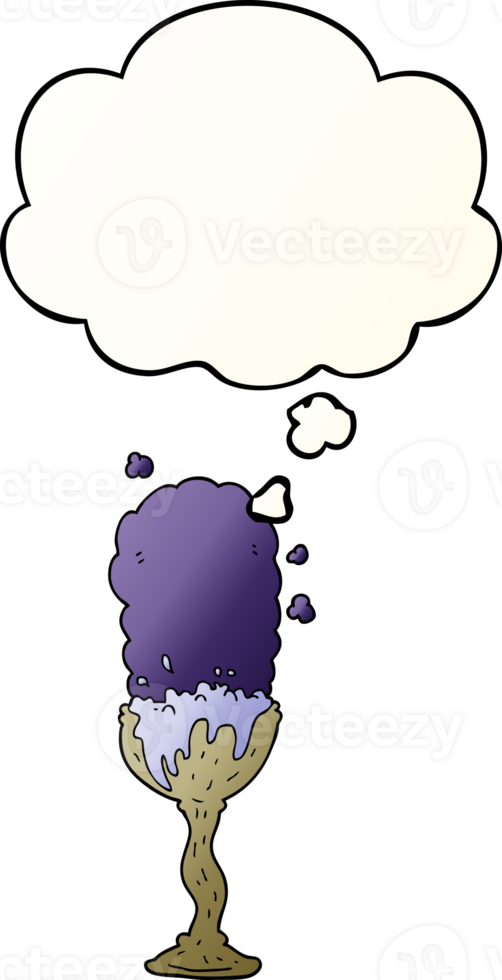 cartoon potion goblet and thought bubble in smooth gradient style png