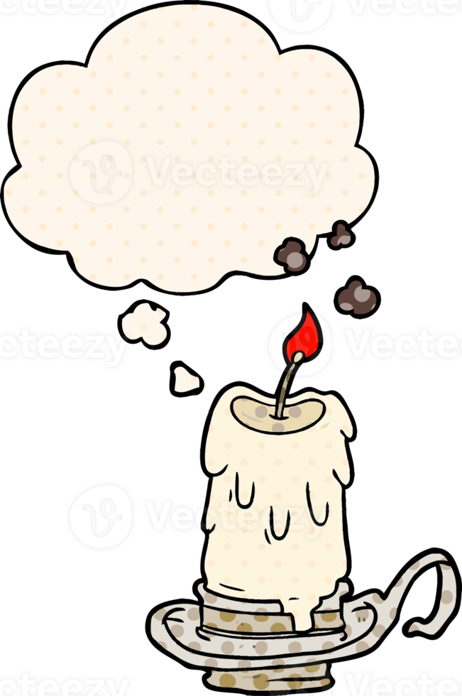 cartoon spooky candle and thought bubble in comic book style png