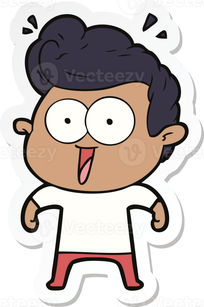 sticker of a cartoon excited man png