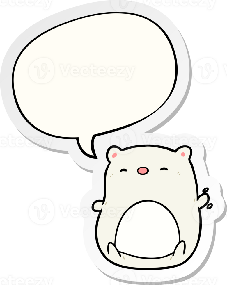 cute cartoon polar bear and speech bubble sticker png