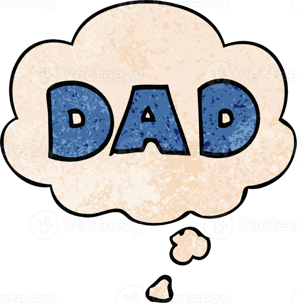cartoon word dad and thought bubble in grunge texture pattern style png