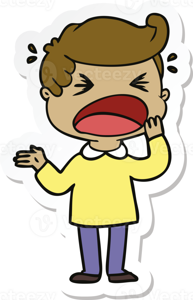 sticker of a cartoon shouting man png