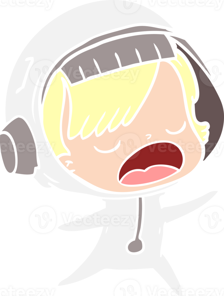 flat color style cartoon talking astronaut woman png