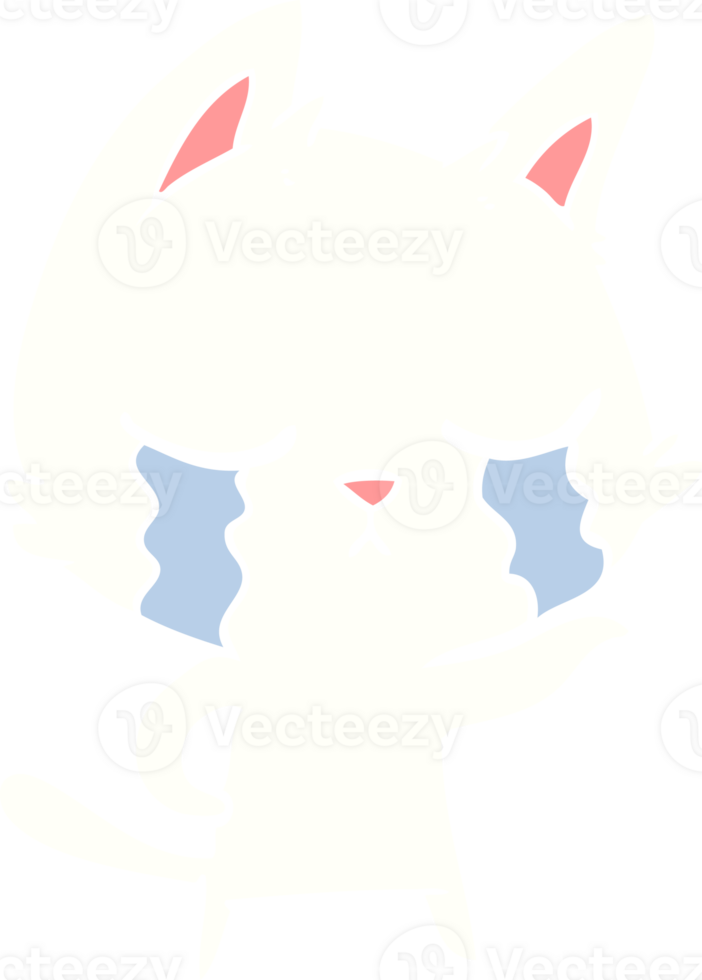 crying flat color style cartoon cat png