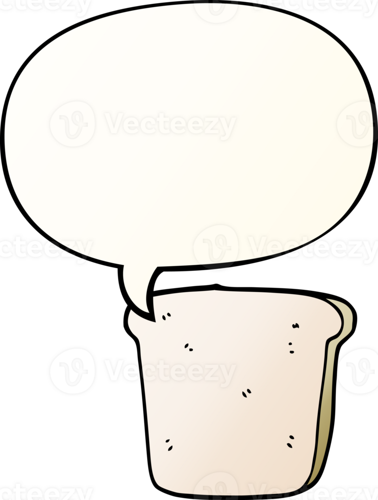 cartoon slice of bread and speech bubble in smooth gradient style png