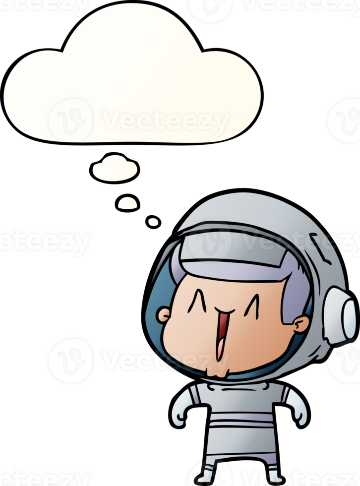 cartoon astronaut man and thought bubble in smooth gradient style png