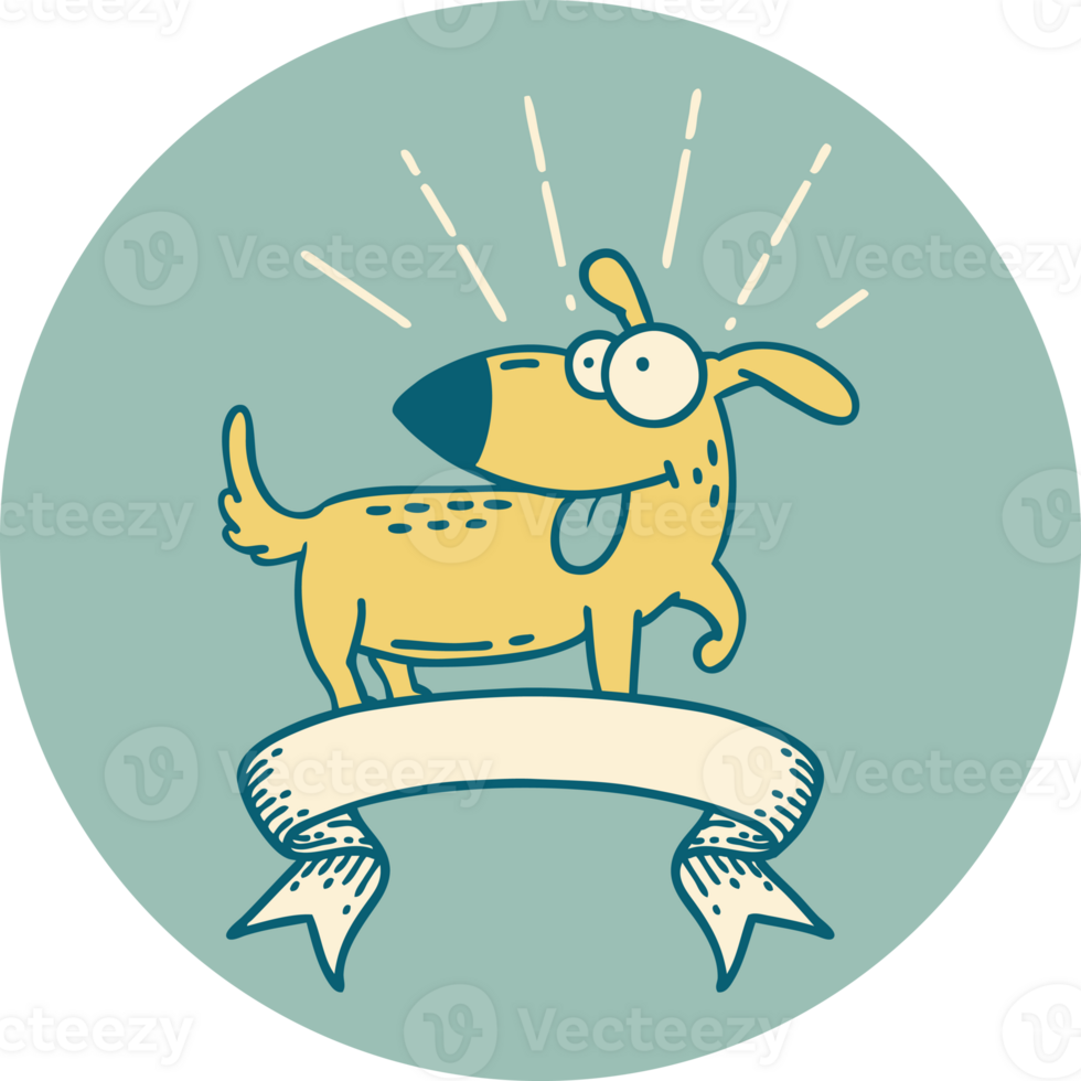 icon of a tattoo style happy dog png