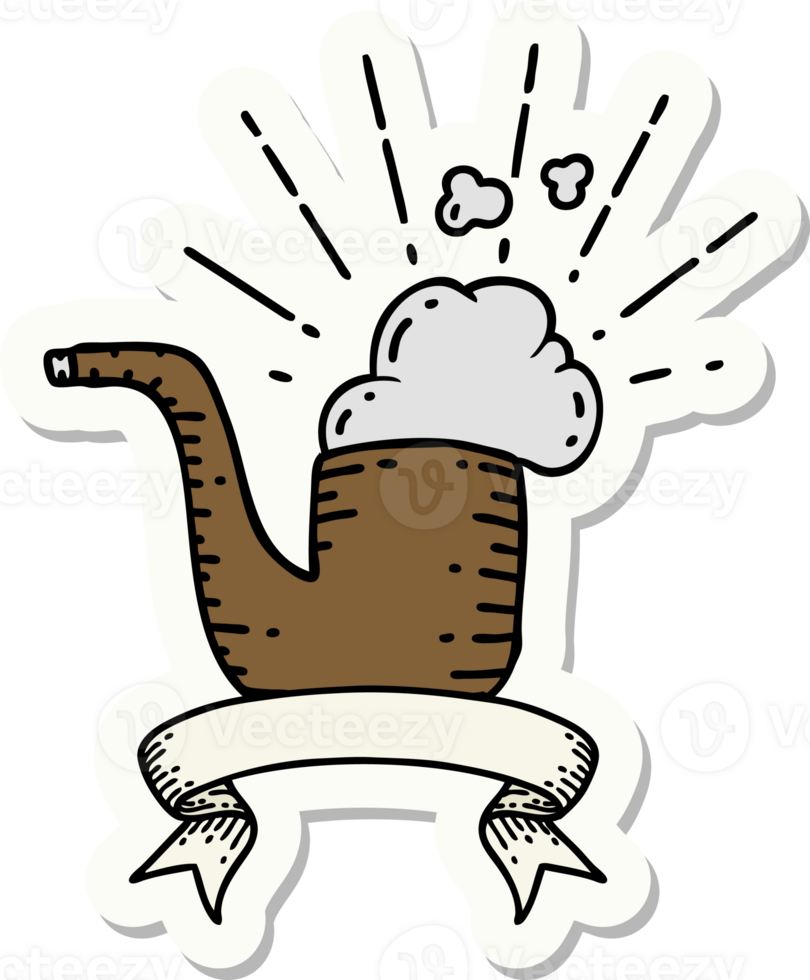sticker of a tattoo style smoking pipe png