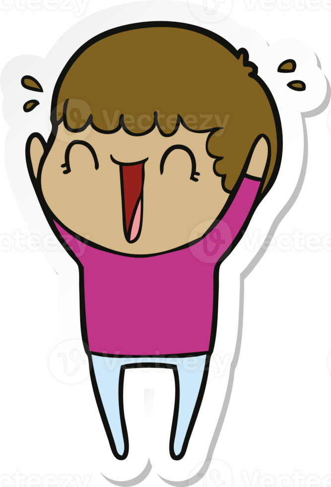 sticker of a cartoon man jumping for joy png