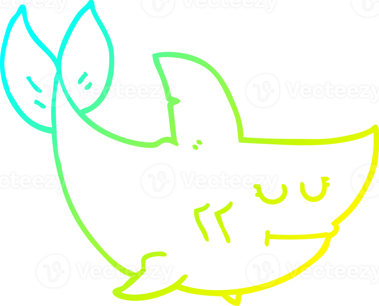 cold gradient line drawing of a cartoon shark png