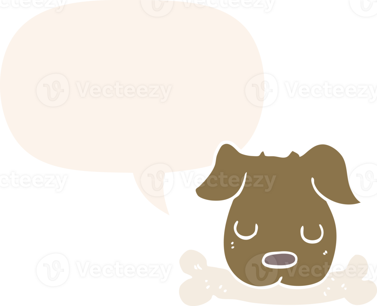 cartoon dog with bone with speech bubble in retro style png