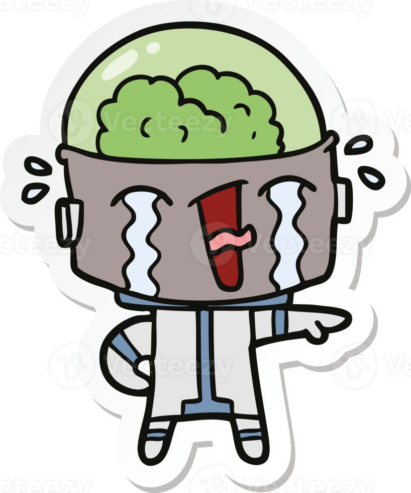 sticker of a cartoon crying robot png