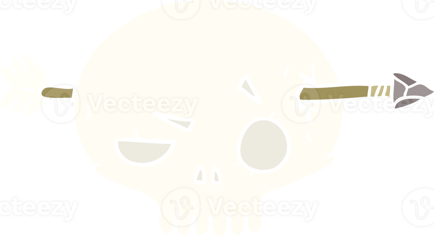 flat color style cartoon skull with arrow png