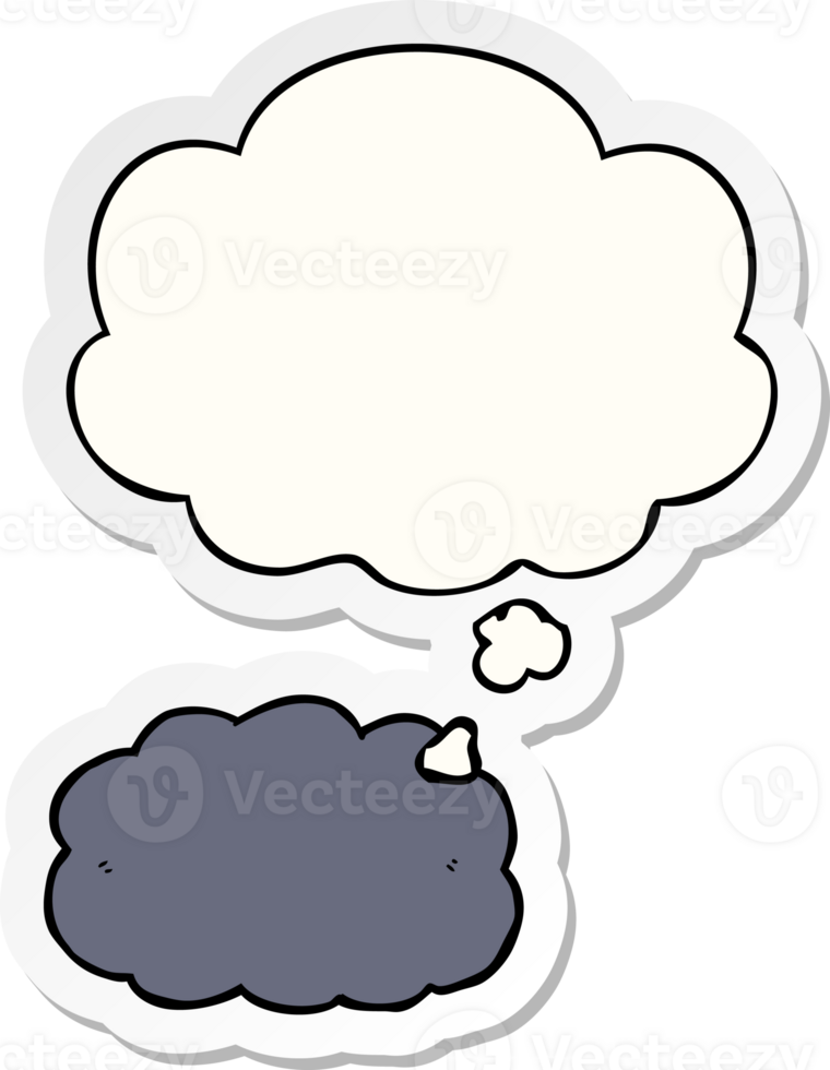 cartoon cloud with thought bubble as a printed sticker png
