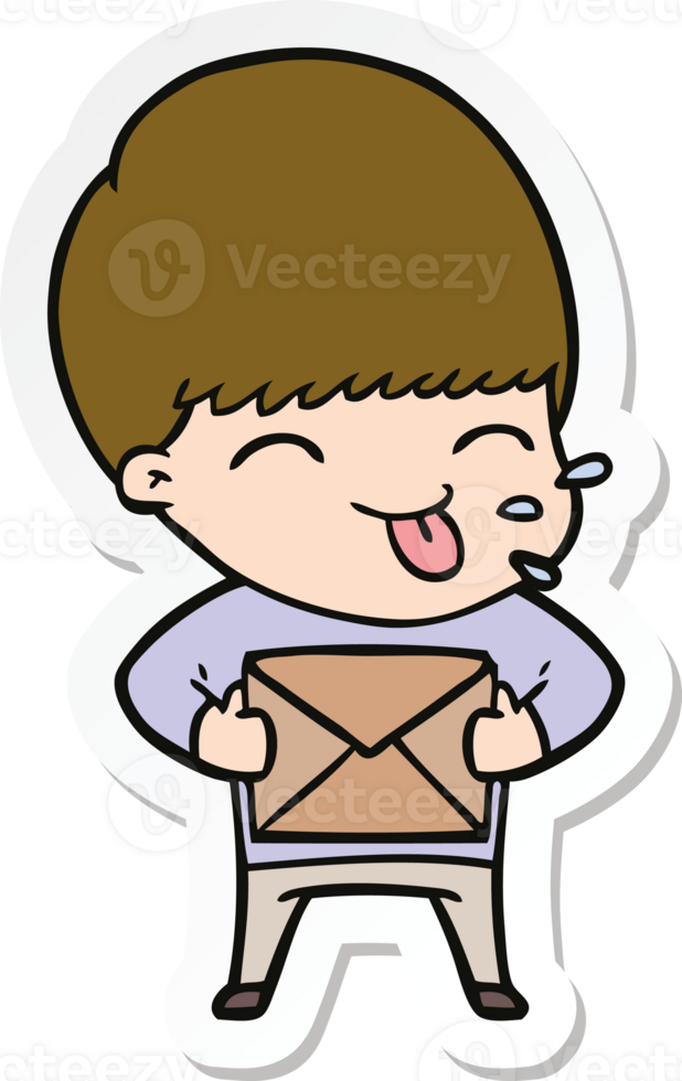sticker of a happy cartoon boy png