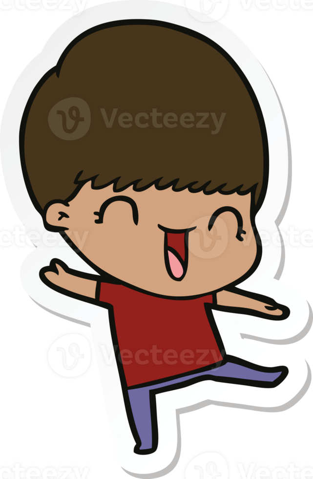 sticker of a happy cartoon boy png
