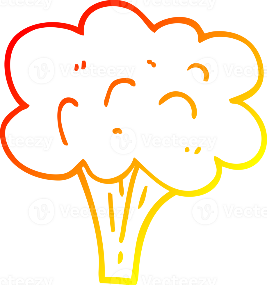 warm gradient line drawing of a cartoon broccoli stalk png
