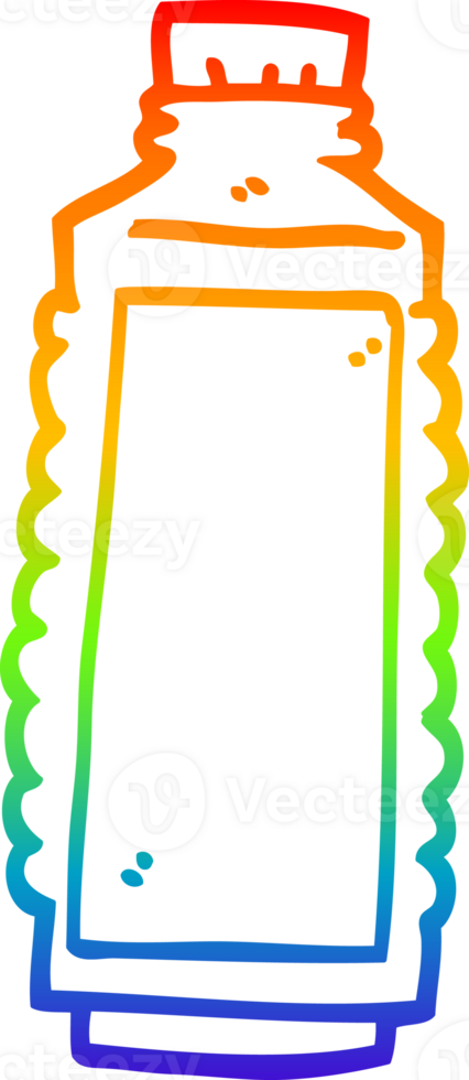 rainbow gradient line drawing of a cartoon water bottle png