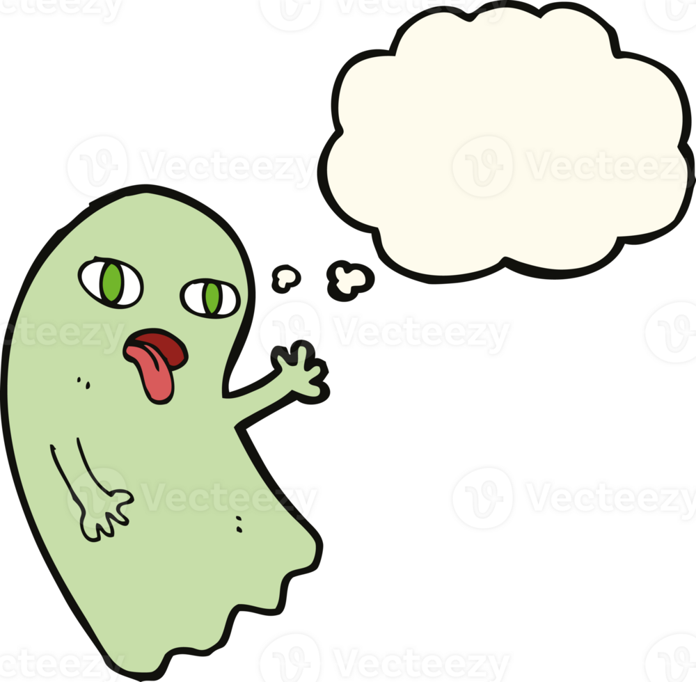 funny cartoon ghost with thought bubble png