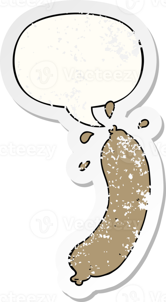 cartoon sausage with speech bubble distressed distressed old sticker png