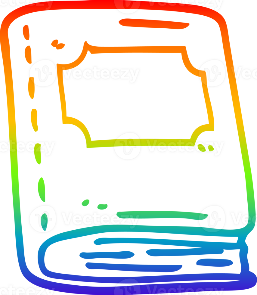 rainbow gradient line drawing of a cartoon reading book png