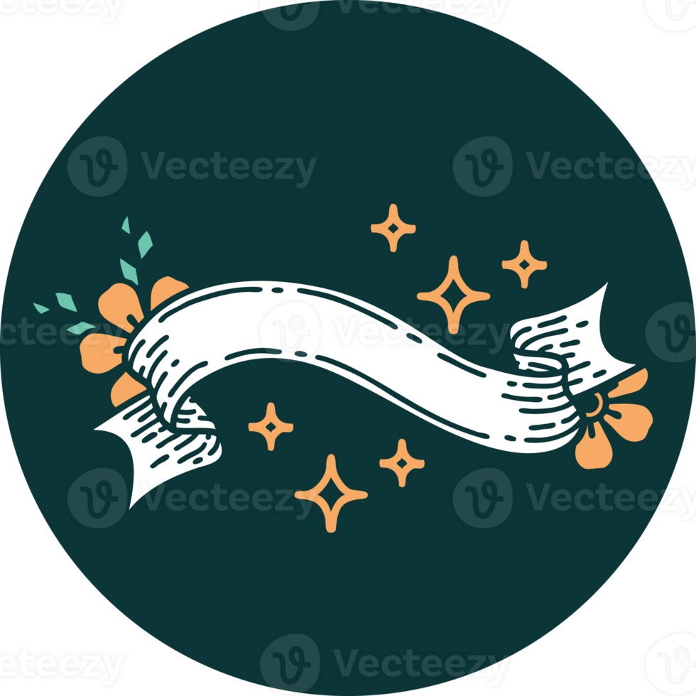 tattoo style icon with banner of a stars png