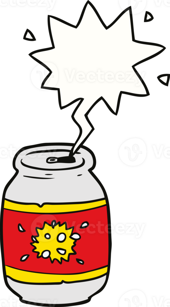 cartoon can of soda with speech bubble png