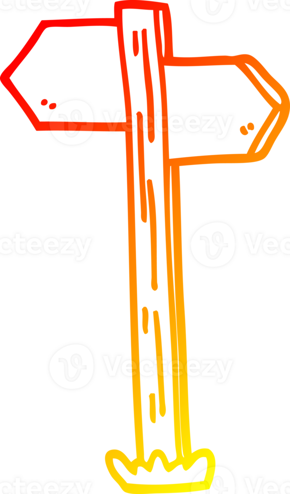 warm gradient line drawing of a cartoon sign posts png