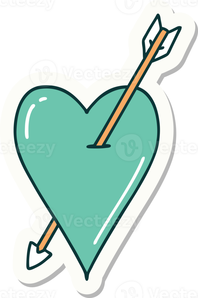 sticker of tattoo in traditional style of an arrow and heart png