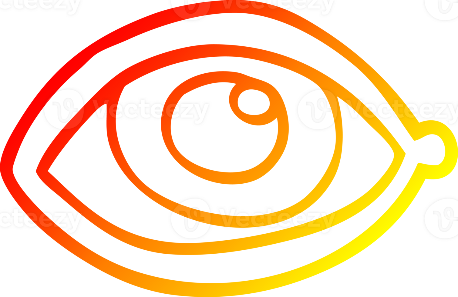 warm gradient line drawing of a cartoon human eye png