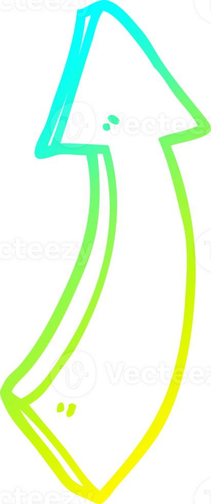 cold gradient line drawing of a cartoon pointing arrow png