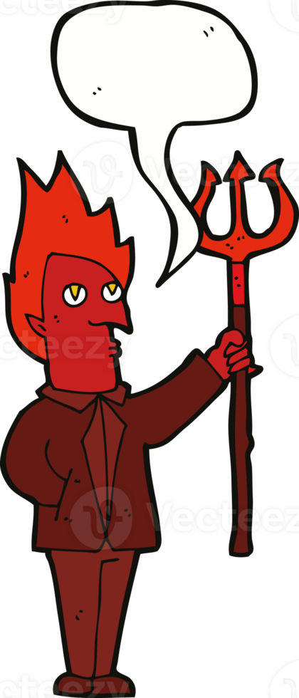 cartoon devil with pitchfork with speech bubble png