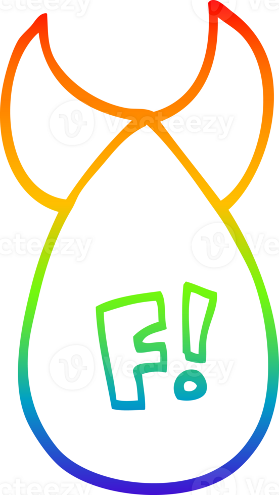 rainbow gradient line drawing of a cartoon atomic bomb png