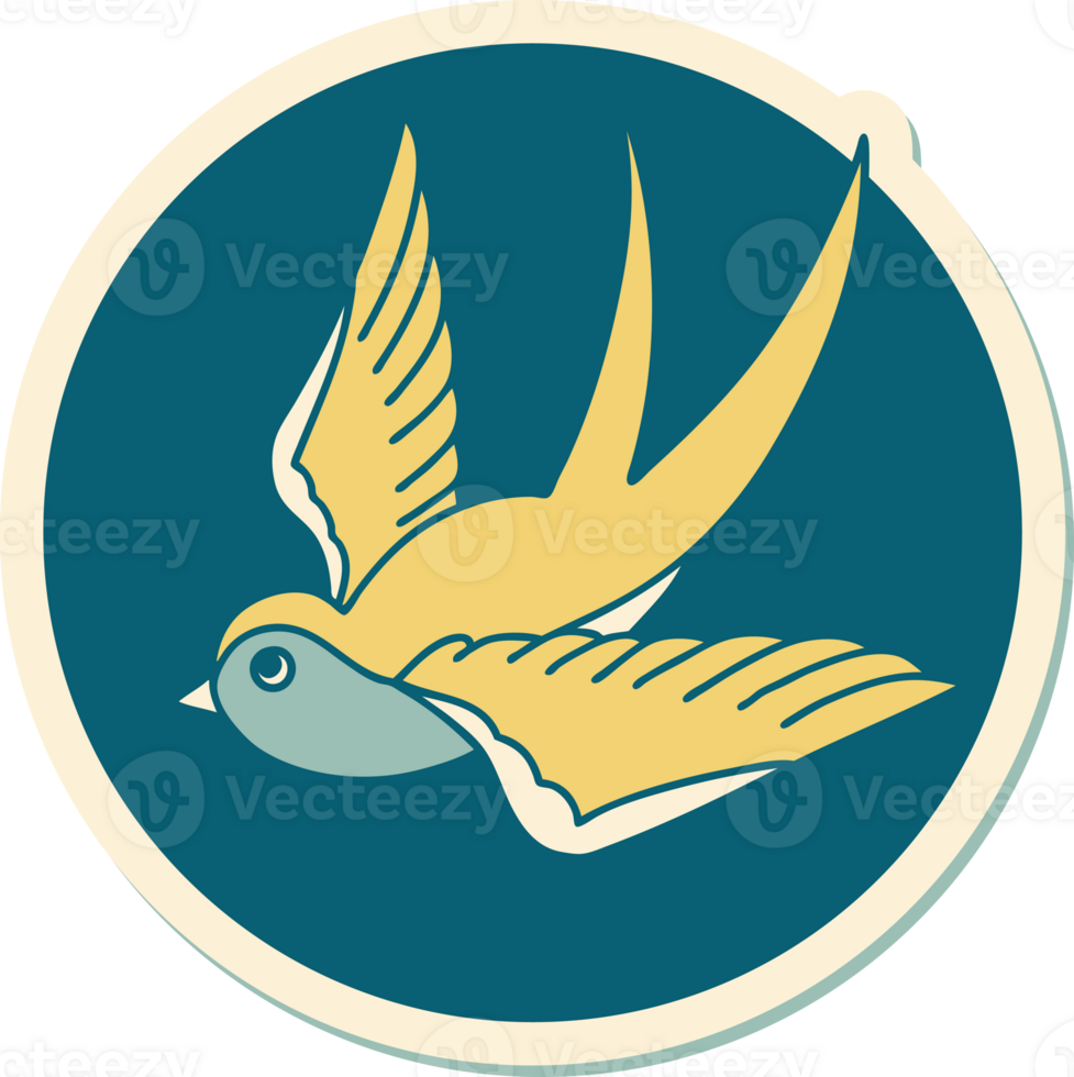 sticker of tattoo in traditional style of a swallow png