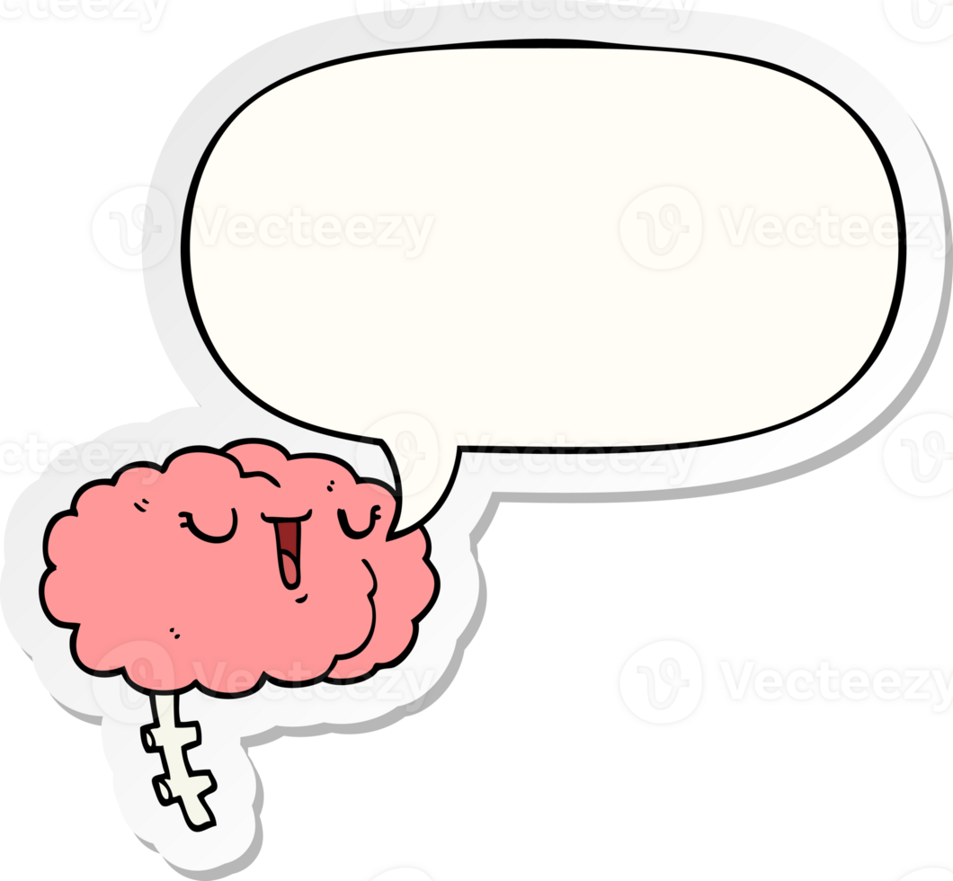 happy cartoon brain with speech bubble sticker png