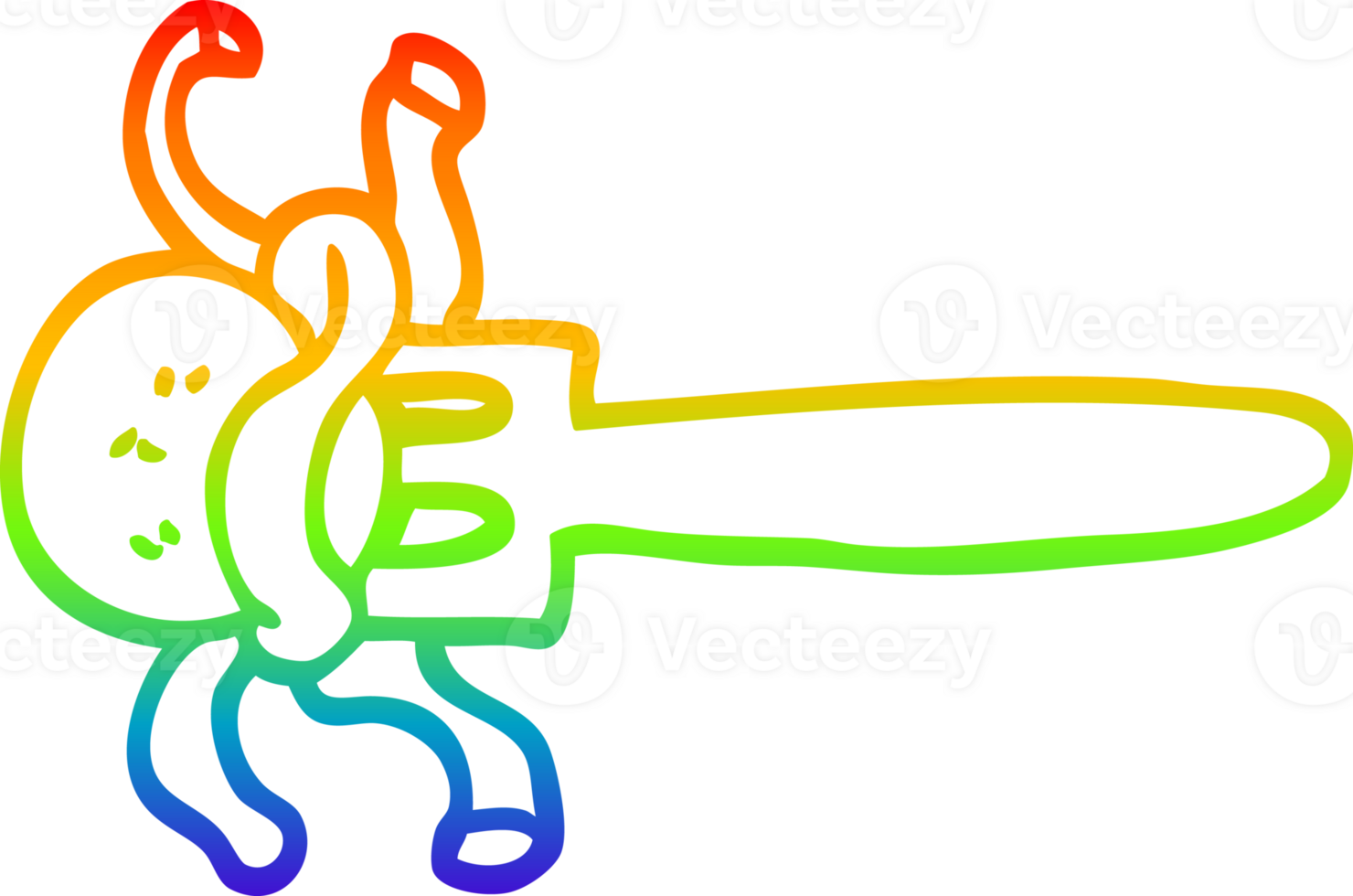 rainbow gradient line drawing of a cartoon meatball on fork png