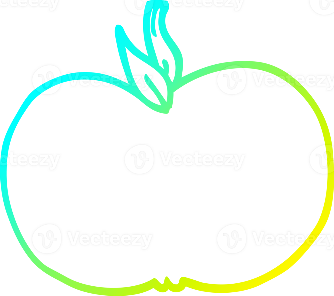 cold gradient line drawing of a cartoon juicy apple png