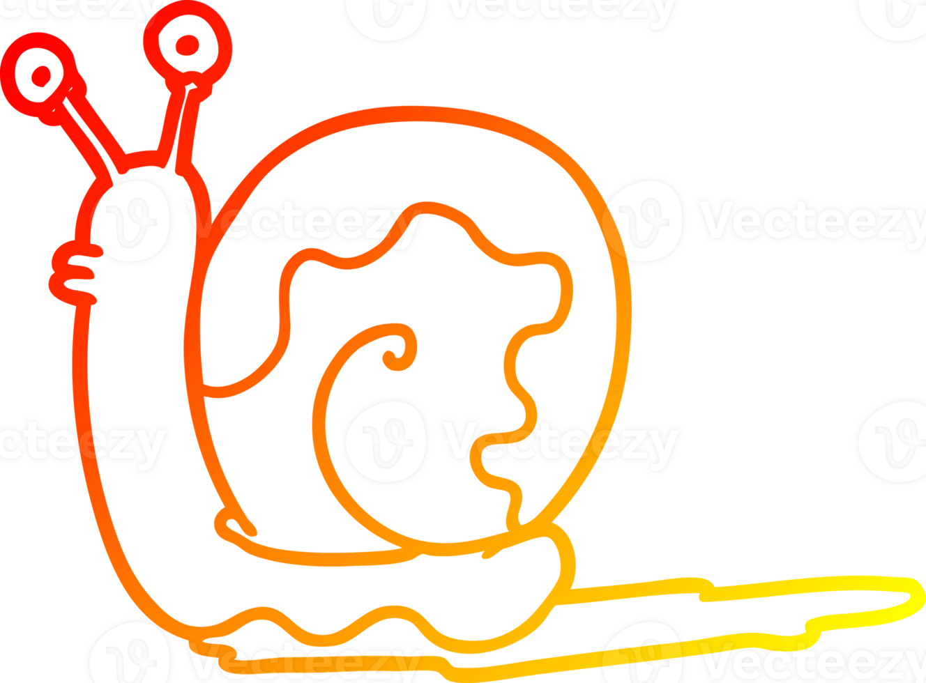 warm gradient line drawing of a cartoon snail png